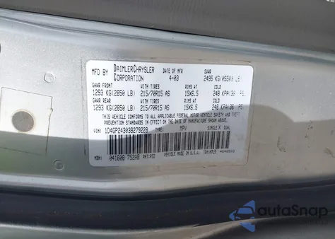 2003 Dodge Grand Caravan Se из США, поврежденный, VIN 1D4GP24303B279228